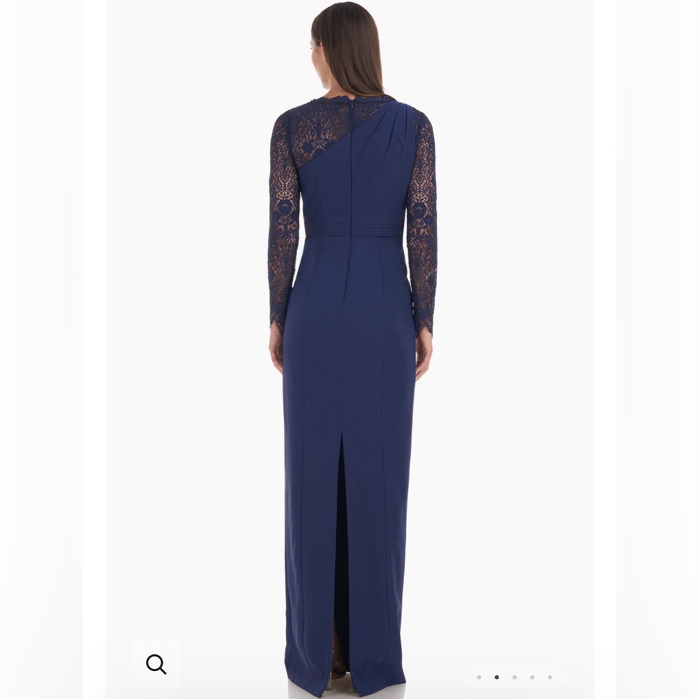 JS COLLECTIONS Women’s Maria Scallop Column Gown Blue Size 10 - Picture 2 of 16